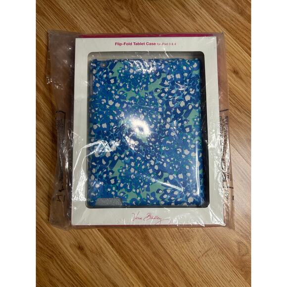 New in box Vera Bradley Flip-Fold Tablet Case for iPad 3 & 4 Blue Patterned Case - Picture 1 of 2